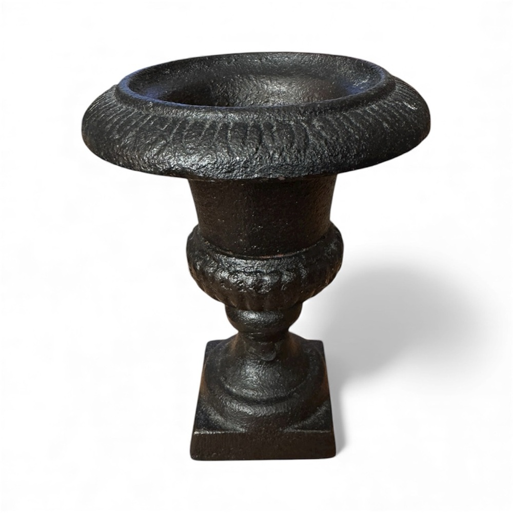 Small Vintage-Style Cast Iron Urn | Rustic Tabletop Decor